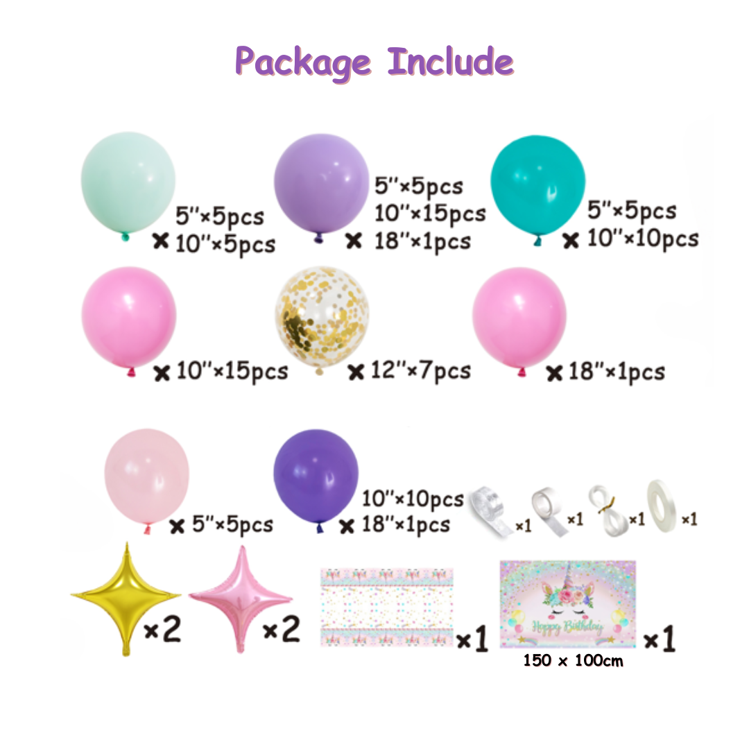 95pcs Unicorn Birthday Party Balloons kit