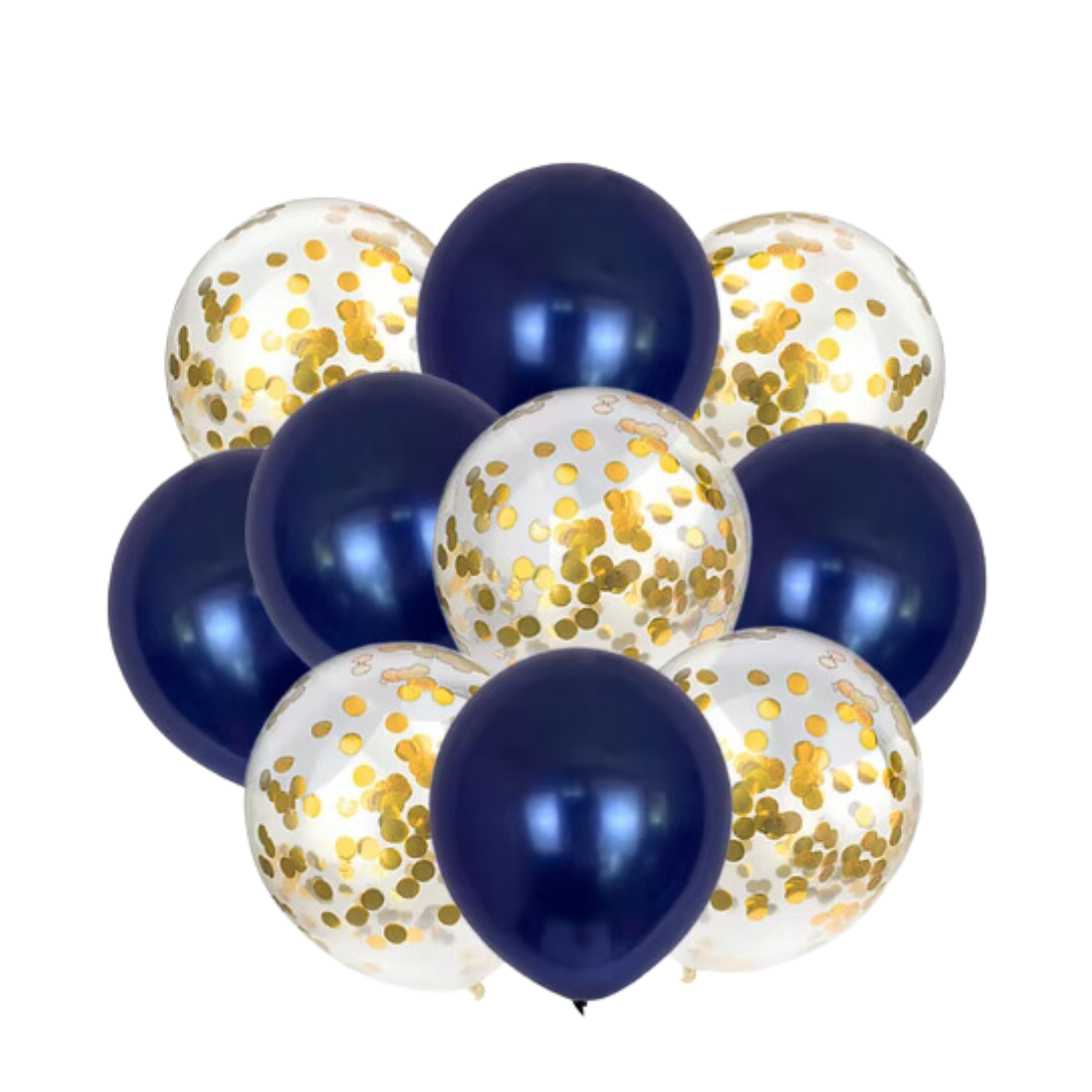 10pcs Navy Blue and Gold Balloon Set