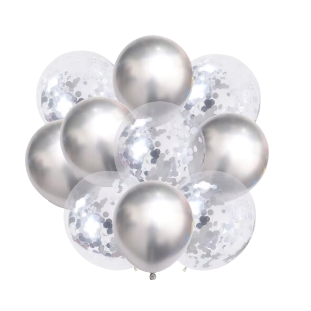 10pcs Silver Balloon Set