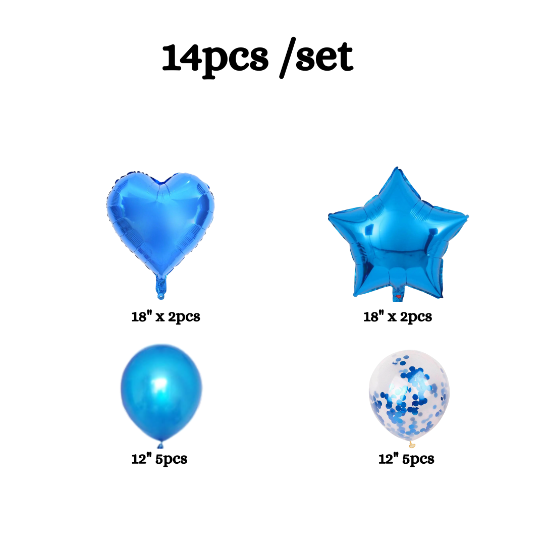 14pcs Blue Balloon Set
