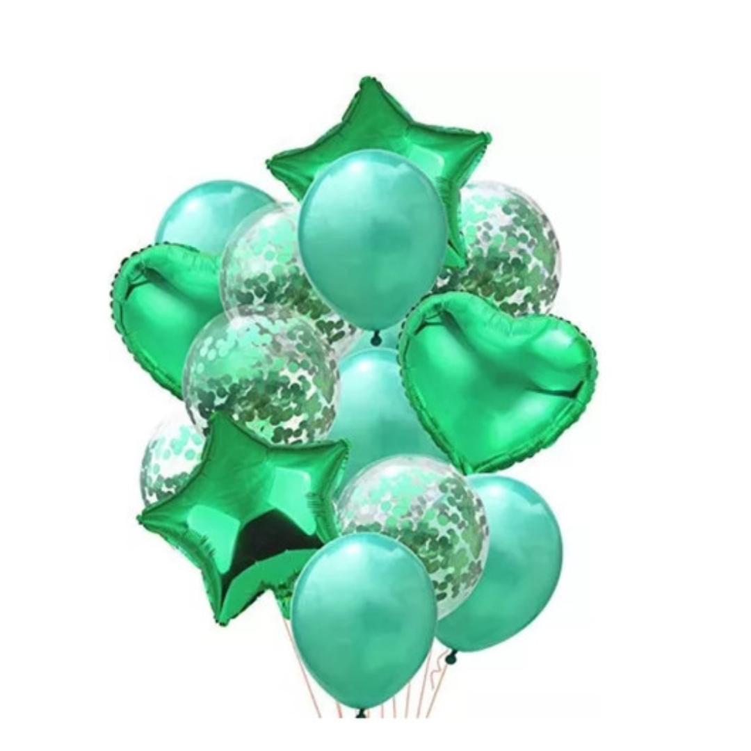 14pcs Green Balloon Set