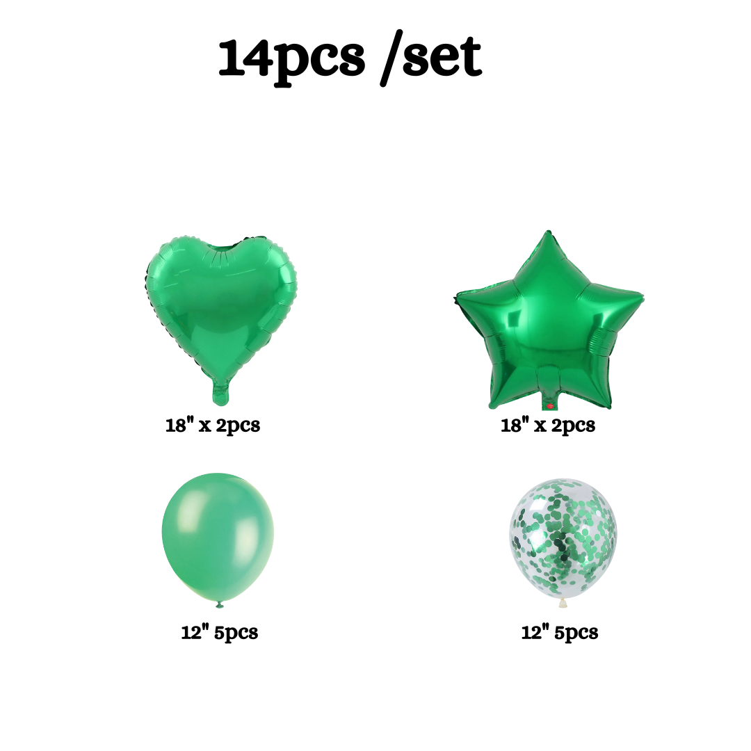 14pcs Green Balloon Set
