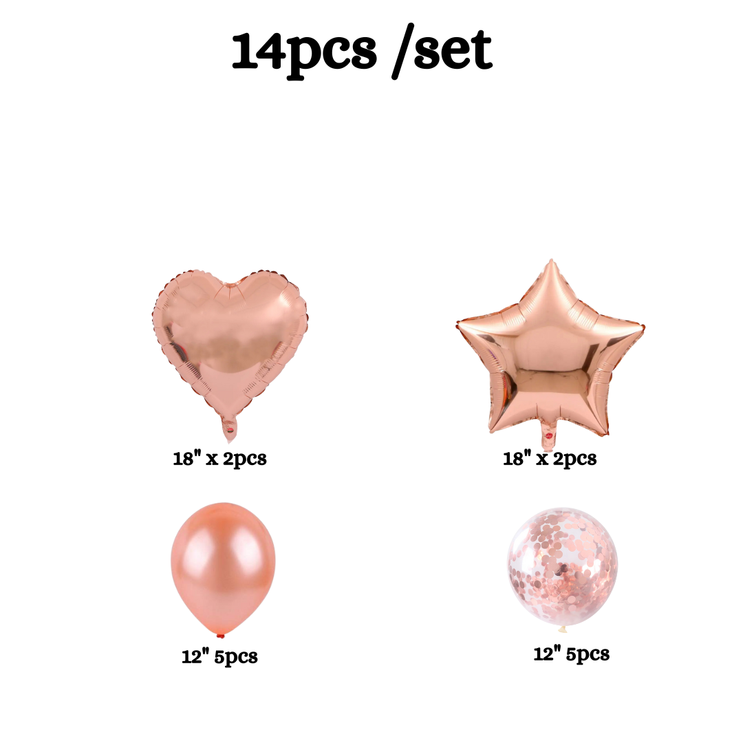 14Pcs Rose gold Balloon Set