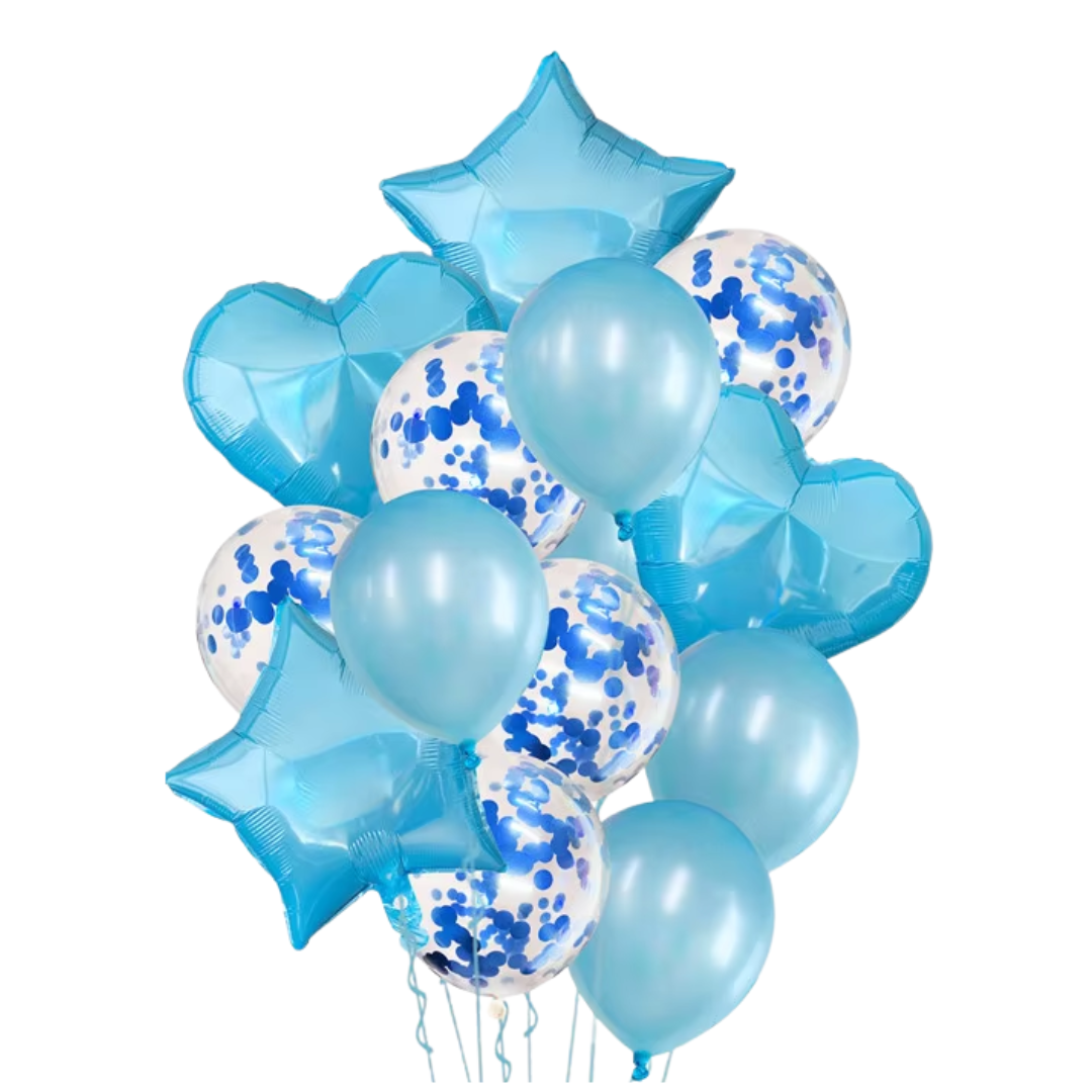 14pcs Light Blue Balloon Set
