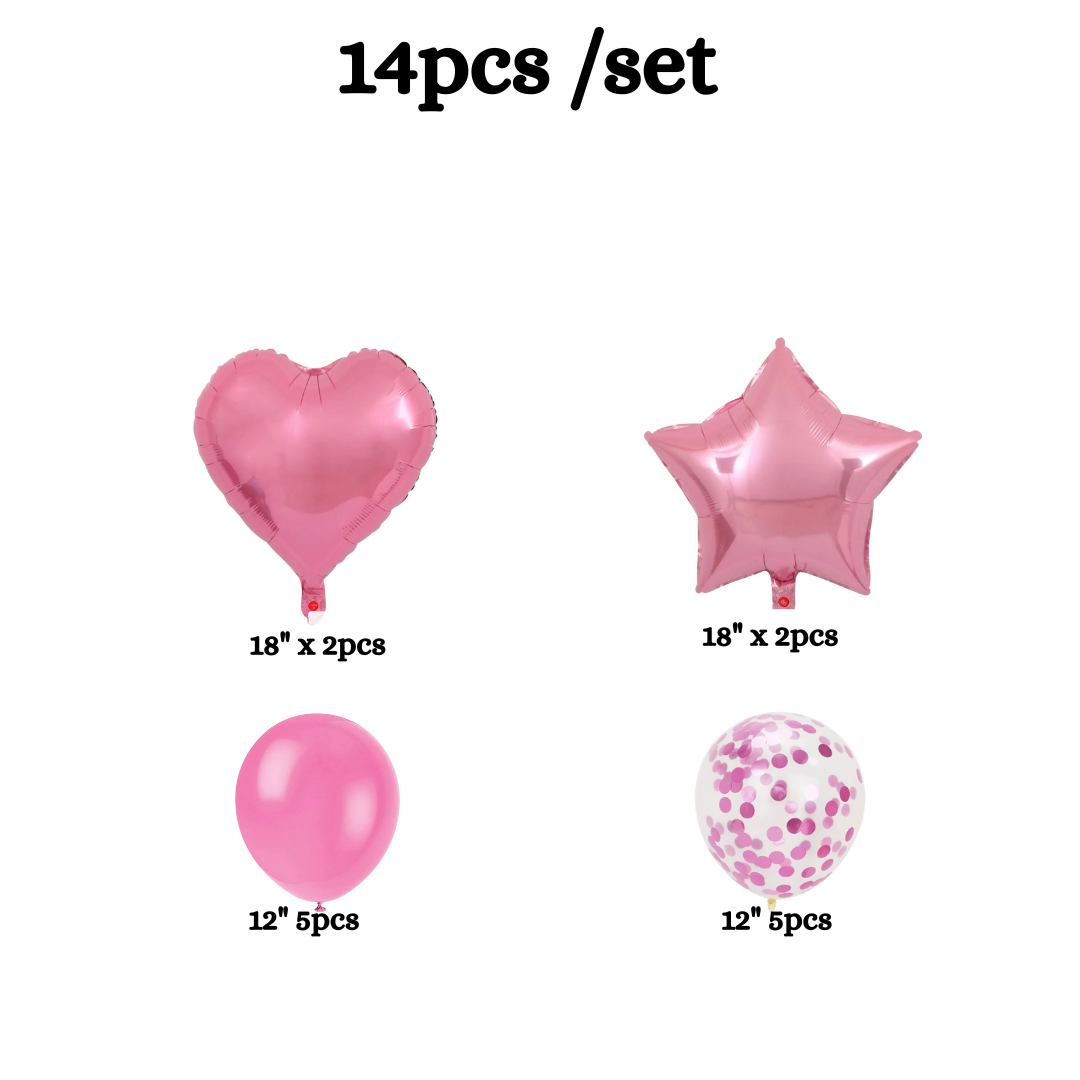 14pcs Pink Balloon Set