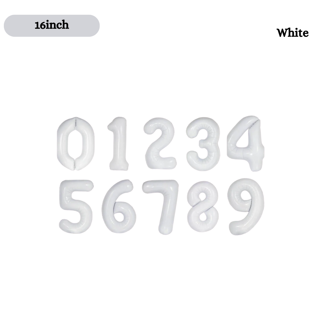 16inch Small White Foil Number, 0-9