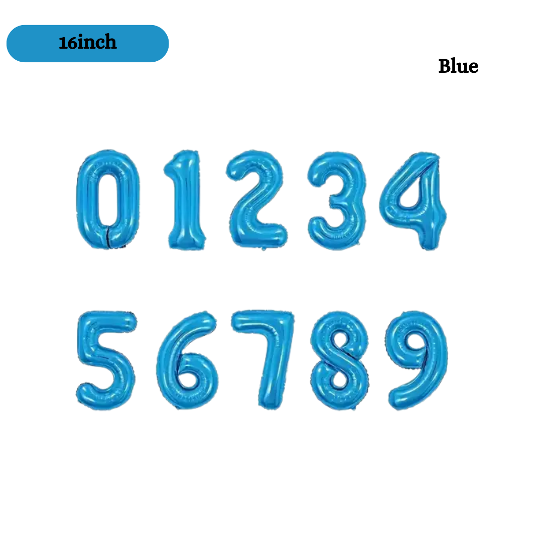 16inch Small Blue Foil Number, 0-9
