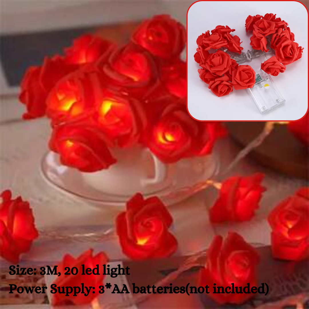 30m 20 Led Warm Foam Red Rose Fairy String Light