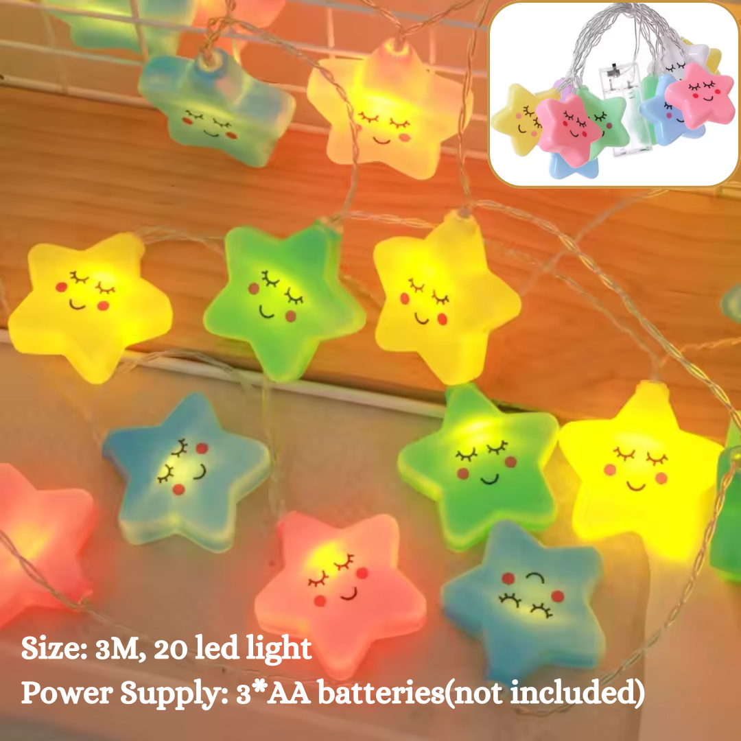 30m 20 Led Warm Smiley Star String Light