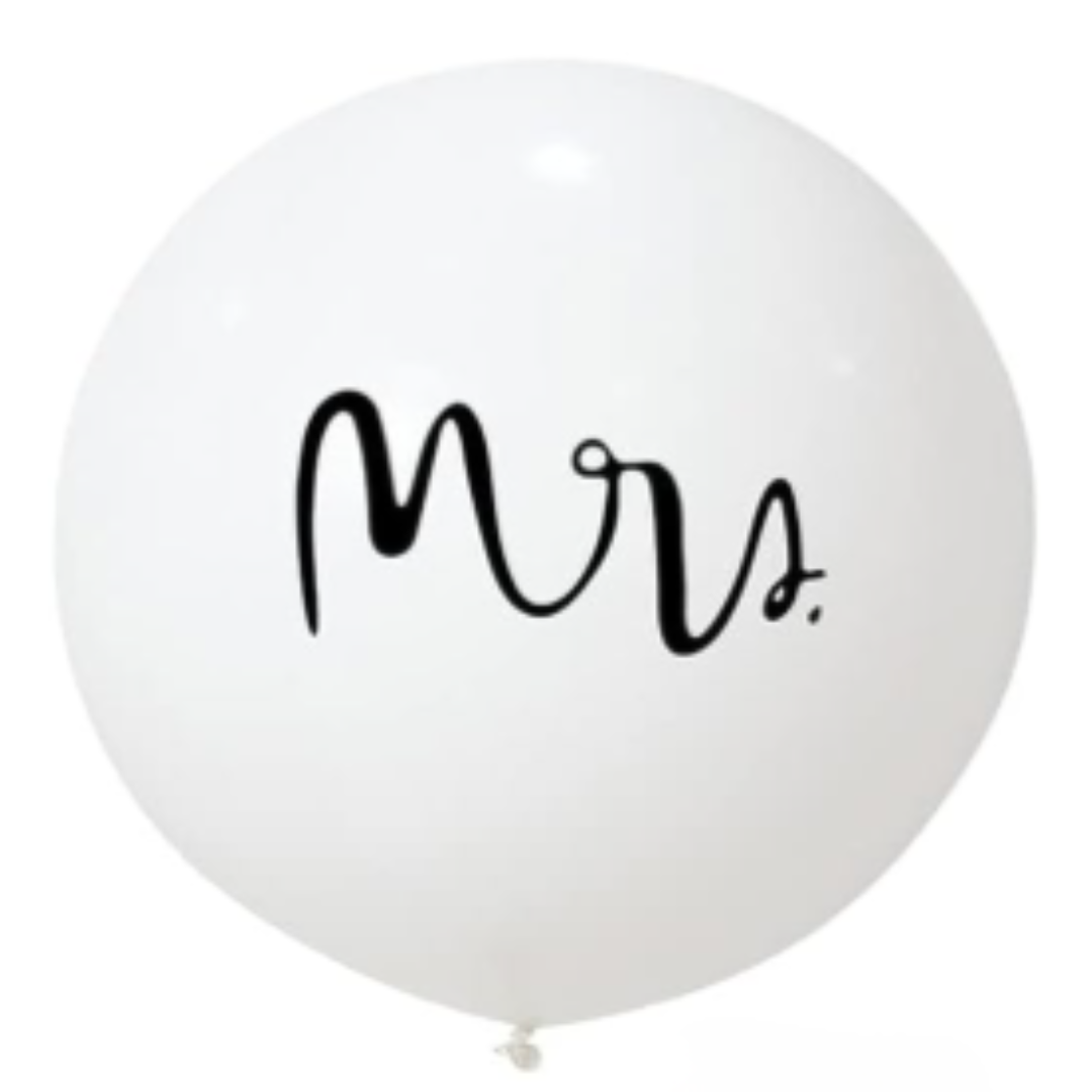 36-inch Jumbo white Mr. & Mrs. White Wedding Balloons