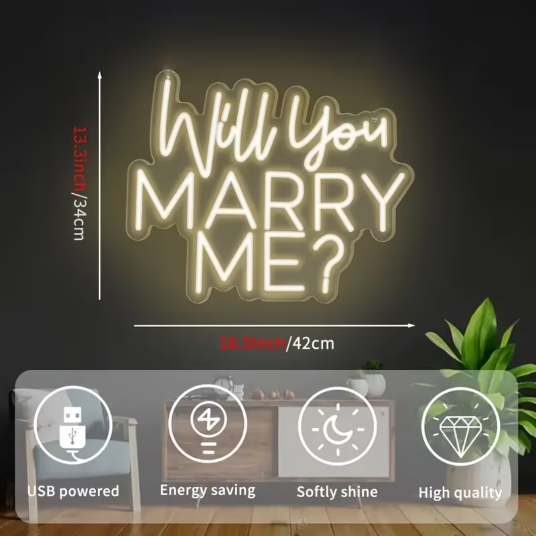 "Will you marry me? "USB Powered Warm Neon Led Sign for Rent