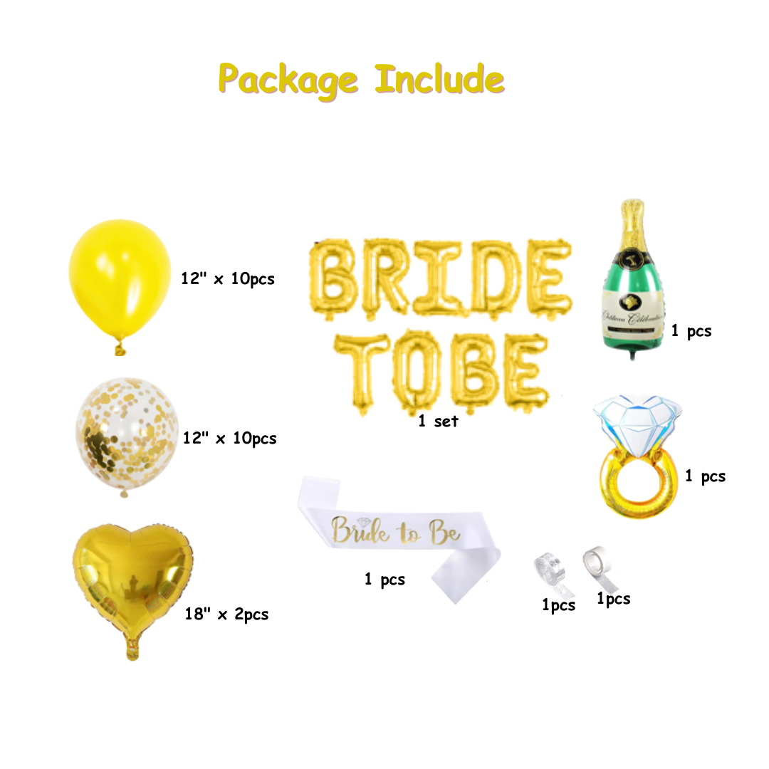 28pcs Gold Bride to Be Balloon Set