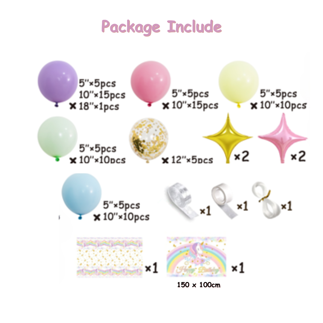 100pcs Unicorn Pastel Balloons Garland Arch Kit