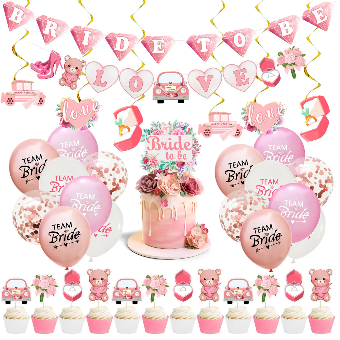 23pcs Pink Bride To Be Party Balloon Decorations Kit