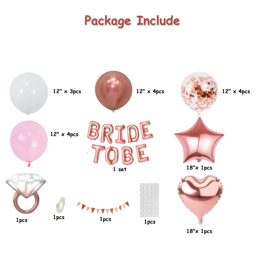 22pcs Rose Gold Bride to be balloon set