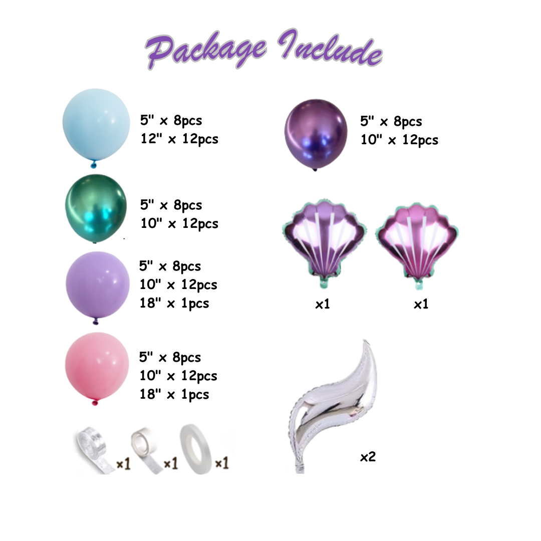 109pcs Mermaid Theme Balloon Garland Kit