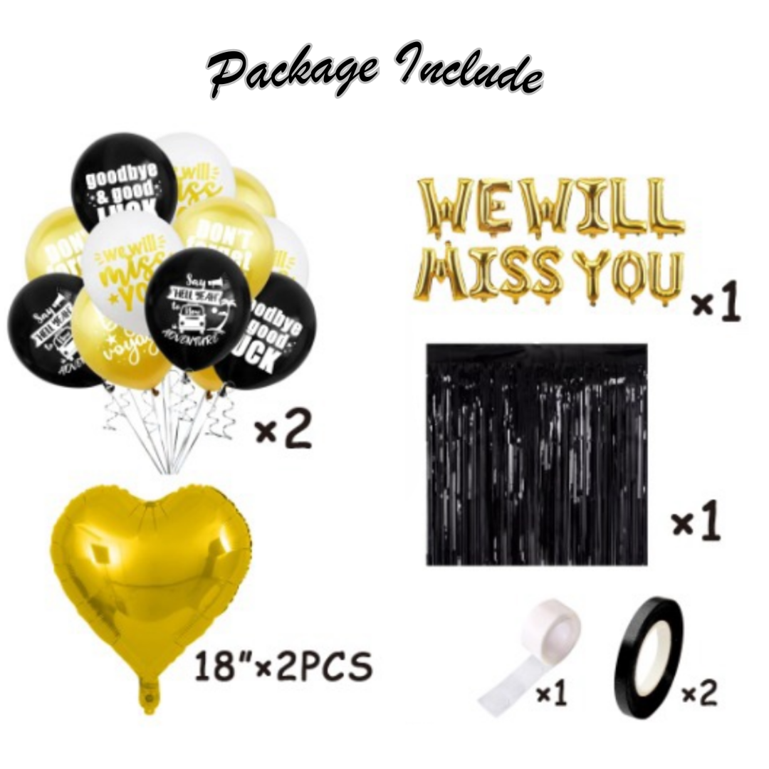 9pcs We Will Miss You Party Decorations Balloons Kit
