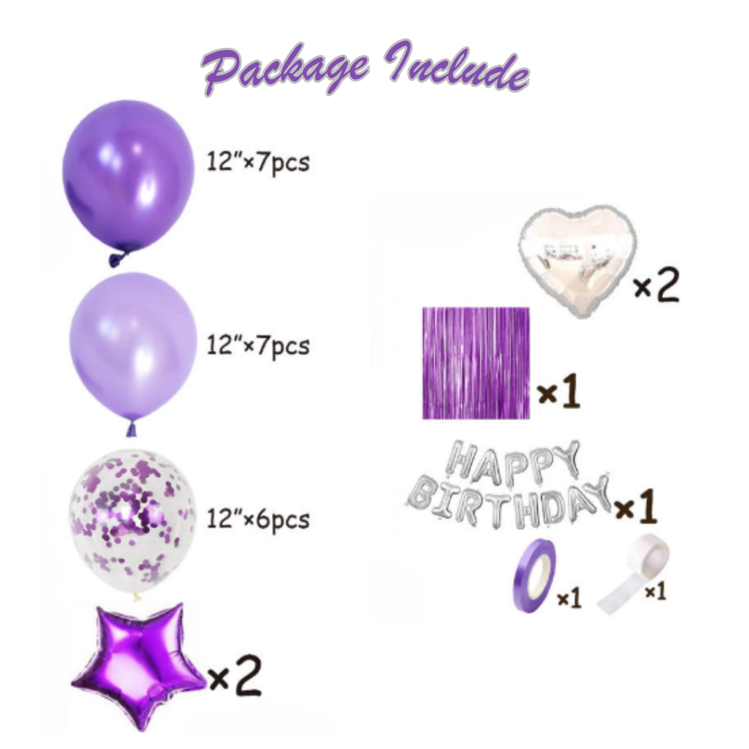 28pcs Purple Birthday Party Decorations Set