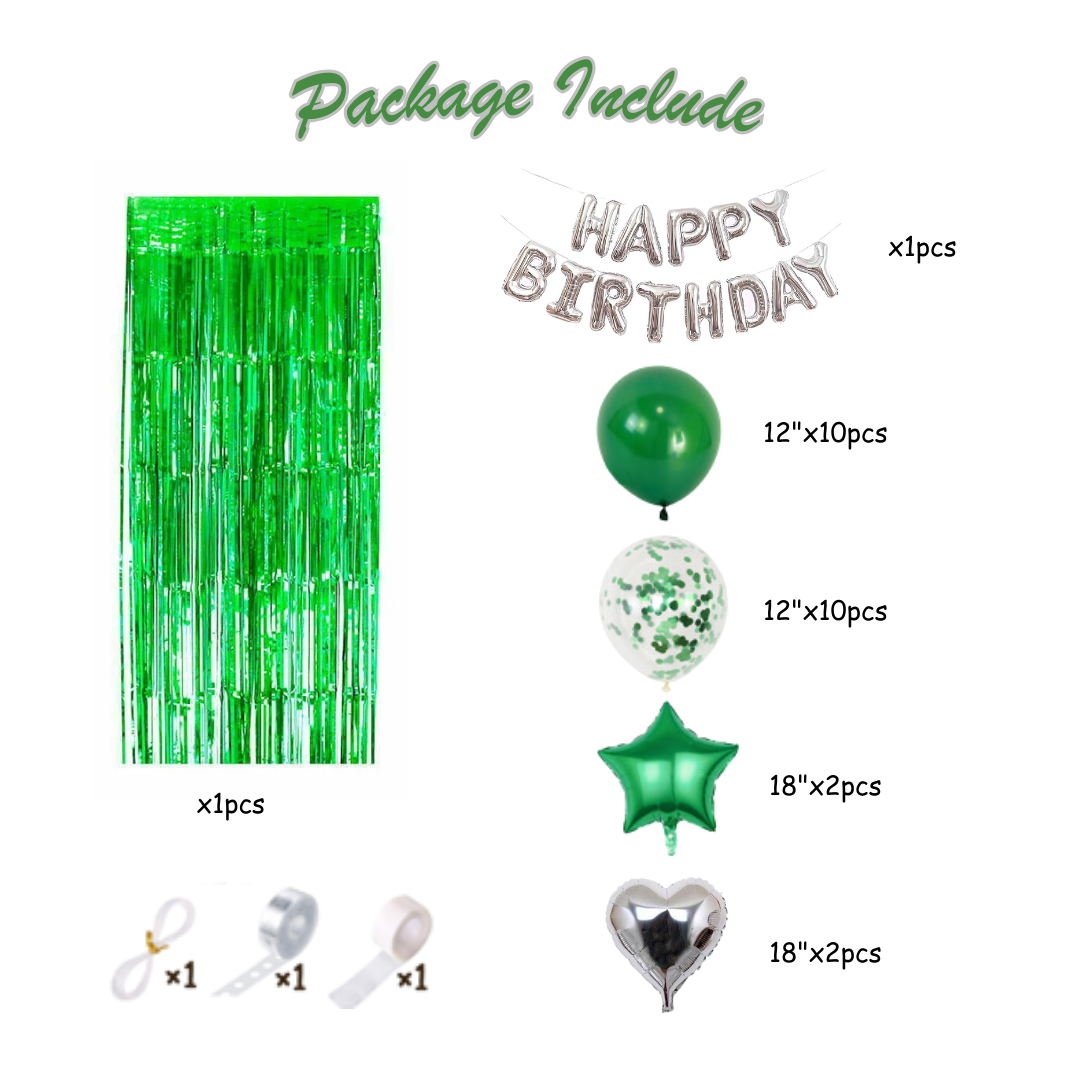 28pcs Green Birthday Party Decorations