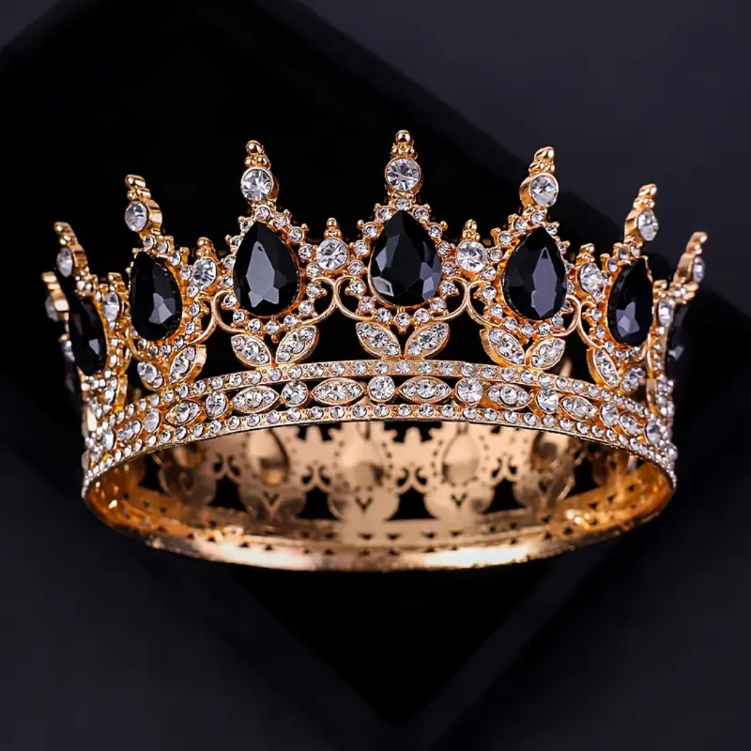 Black Rhinestone Cake Crown