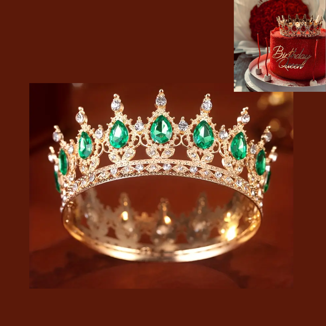 Green Rhinestone Cake Crown