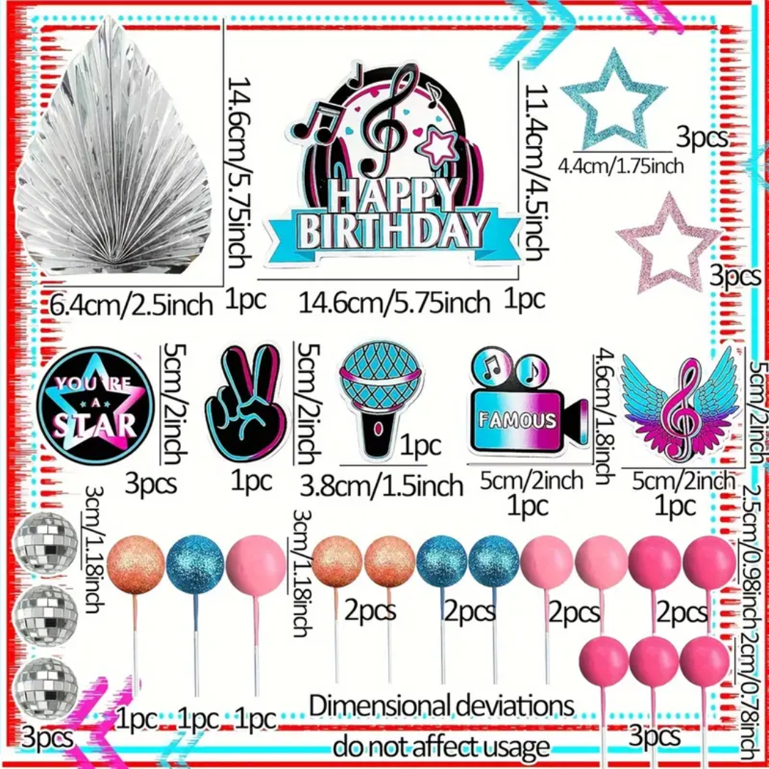 Birthday Celebration Rock Theme Cake Topper