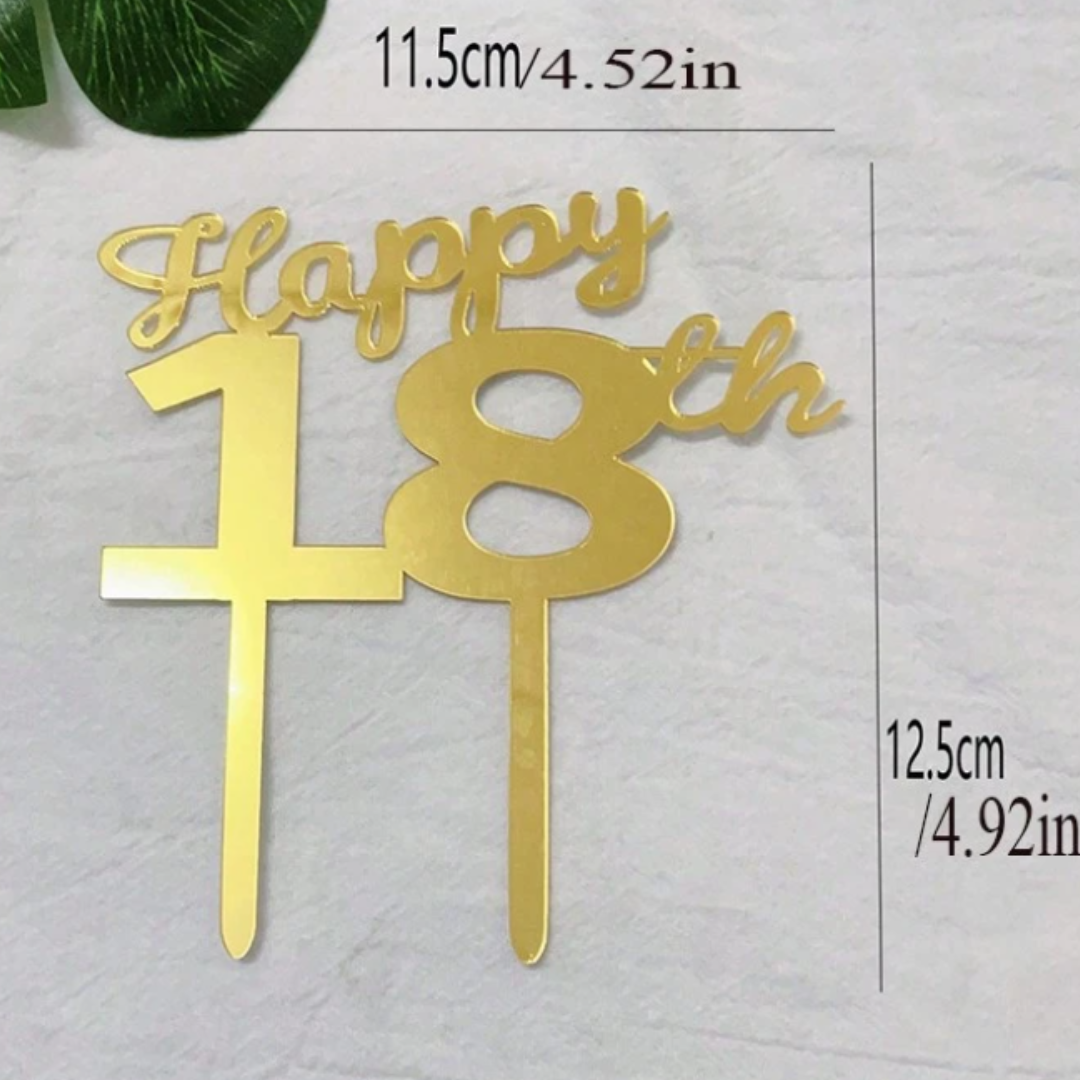Happy 18th Birthday Gold Cake Topper