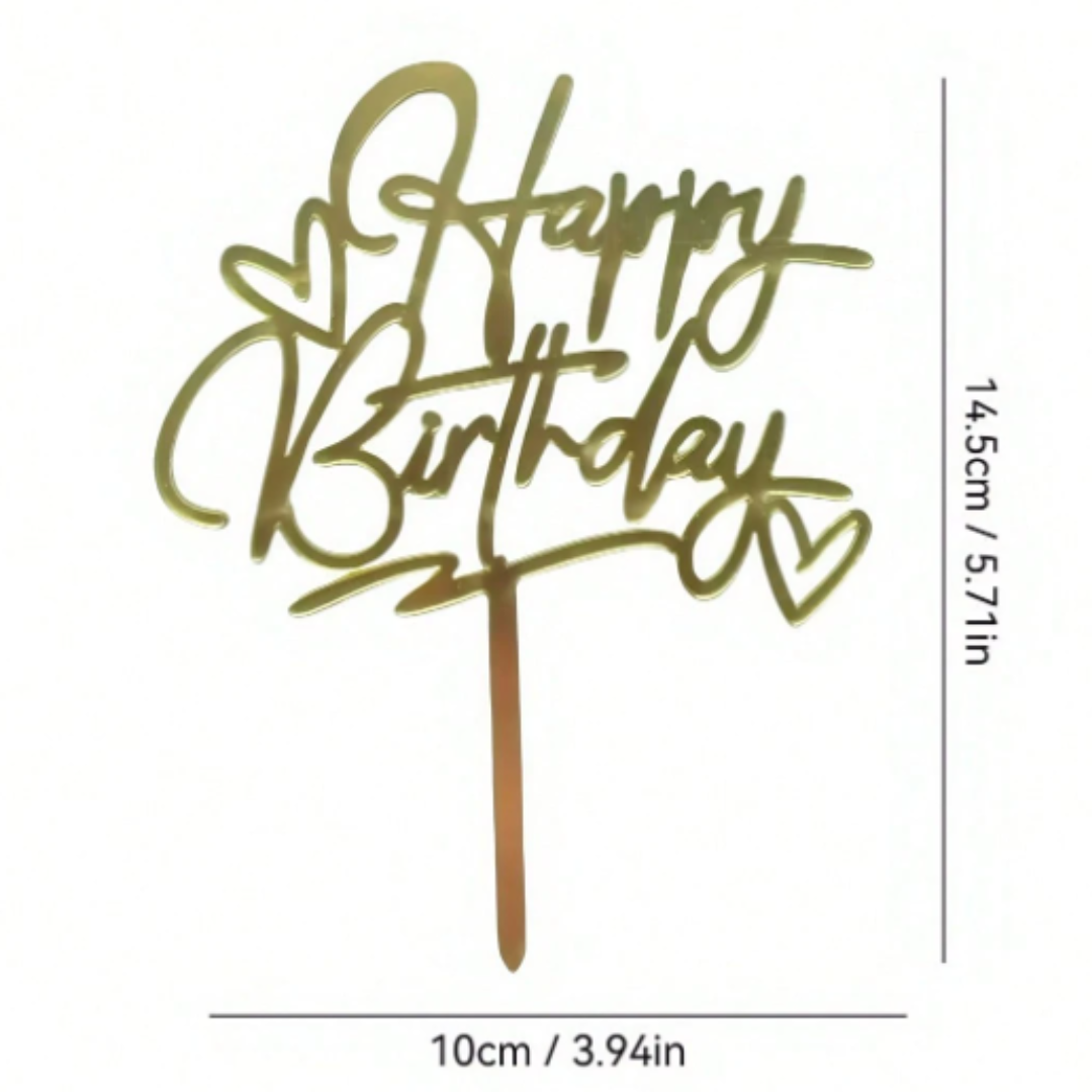 1pcs Gold Happy Birthday Cake Topper