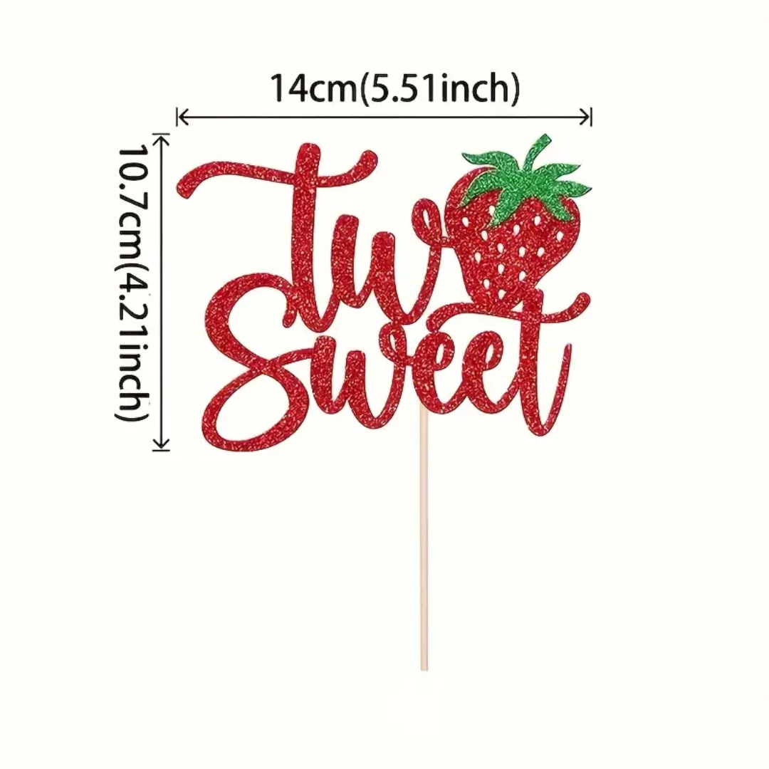 Two Sweet Strawberry Cake Topper