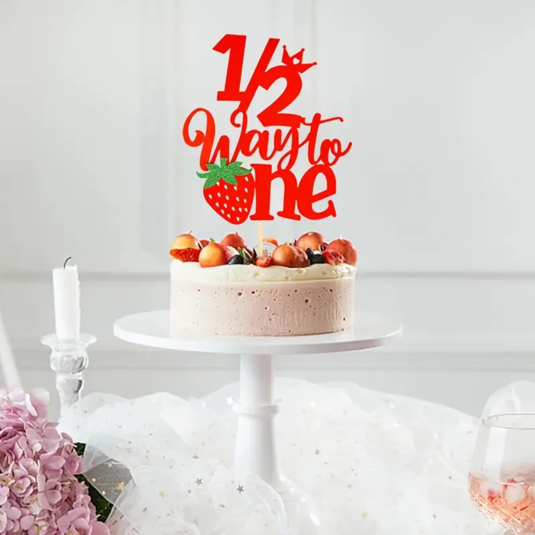 1/2 Way to one Strawberry Cake Topper