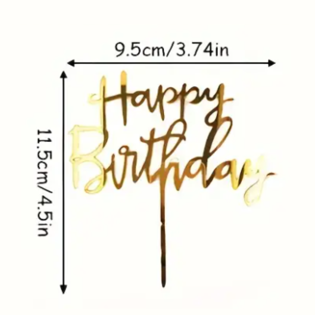 1pcs Happy Birthday Gold Acrylic Cake Topper