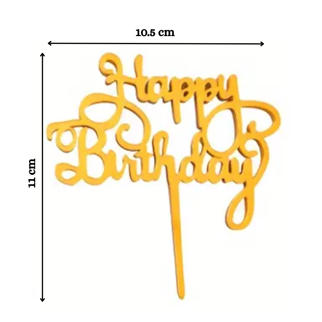 1pcs Happy Birthday Gold Acrylic Cake Topper