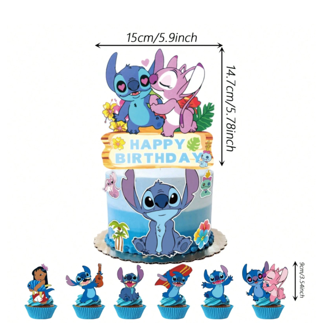 25pcs Blue Boy Stitch Birthday Cake Topper