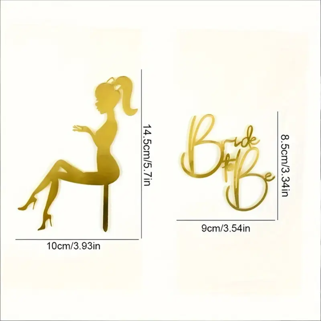 2pcs Gold Bride to be Cake Topper