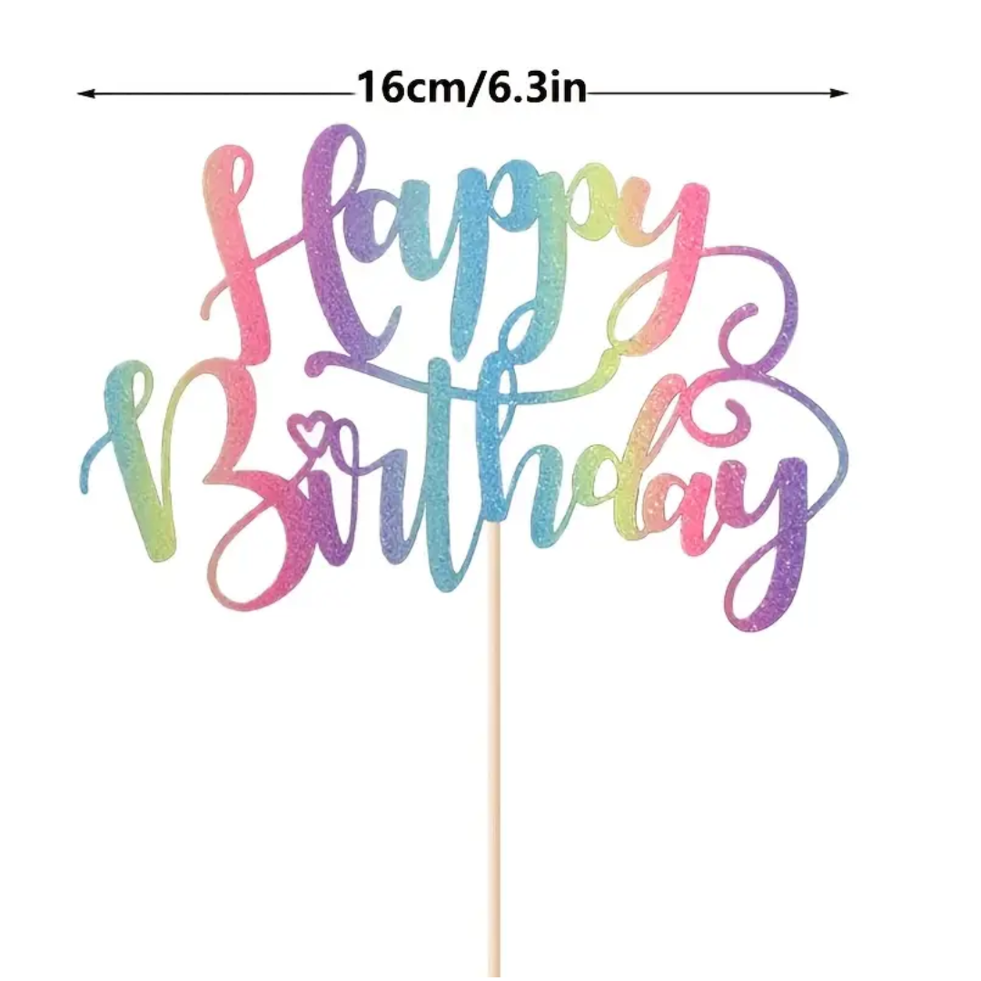 1pcs Rainbow Happy birthday cake Topper