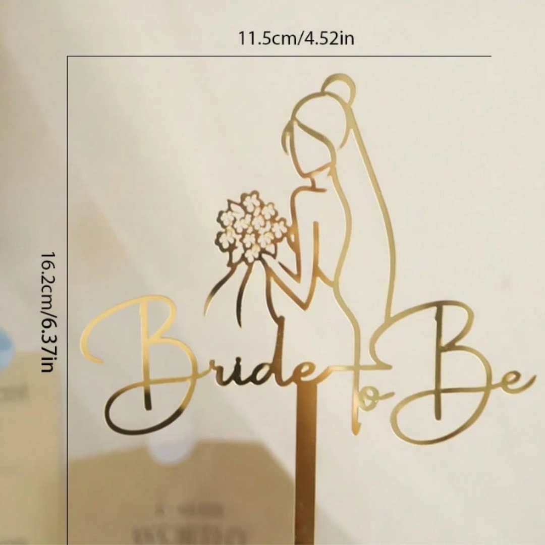 Bride To Be Holding Flowers In Hand Cake Topper
