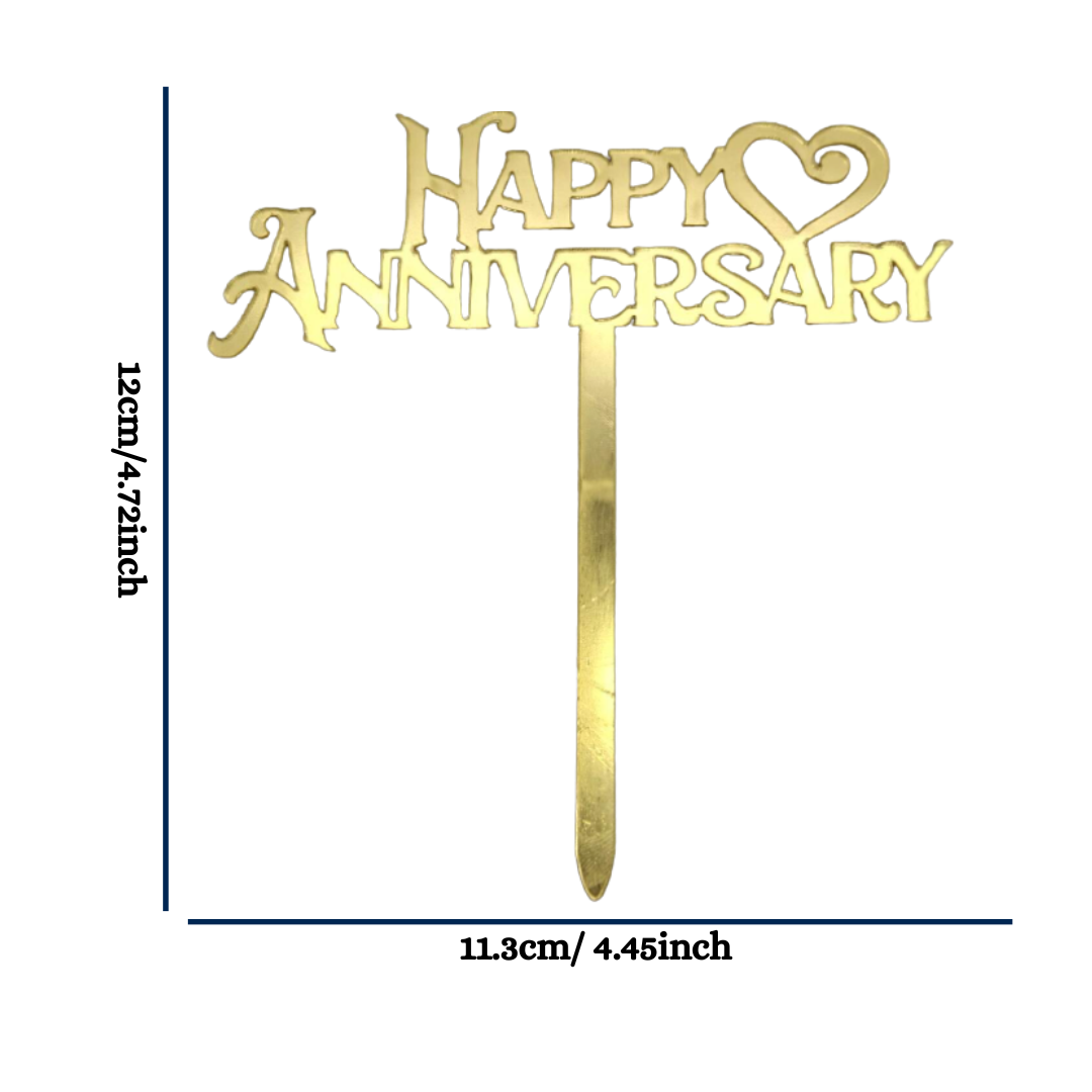 Gold 'Happy Anniversary' Cake Topper