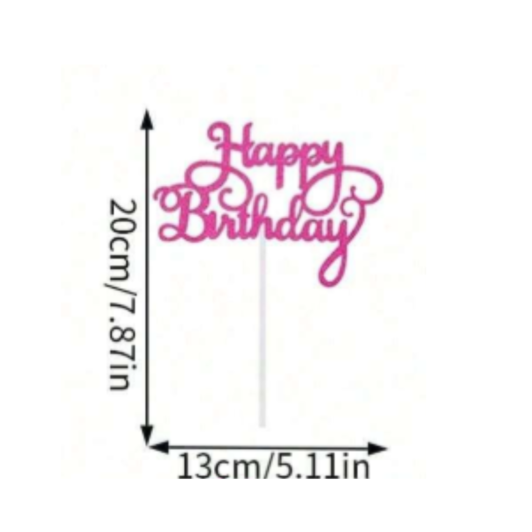 Glitter Paper Happy Birthday Cake Topper