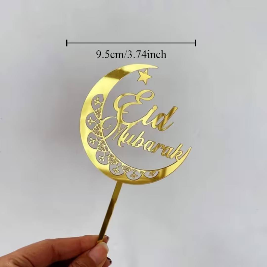 Gold Acrylic Eid Mubarak Cake Topper