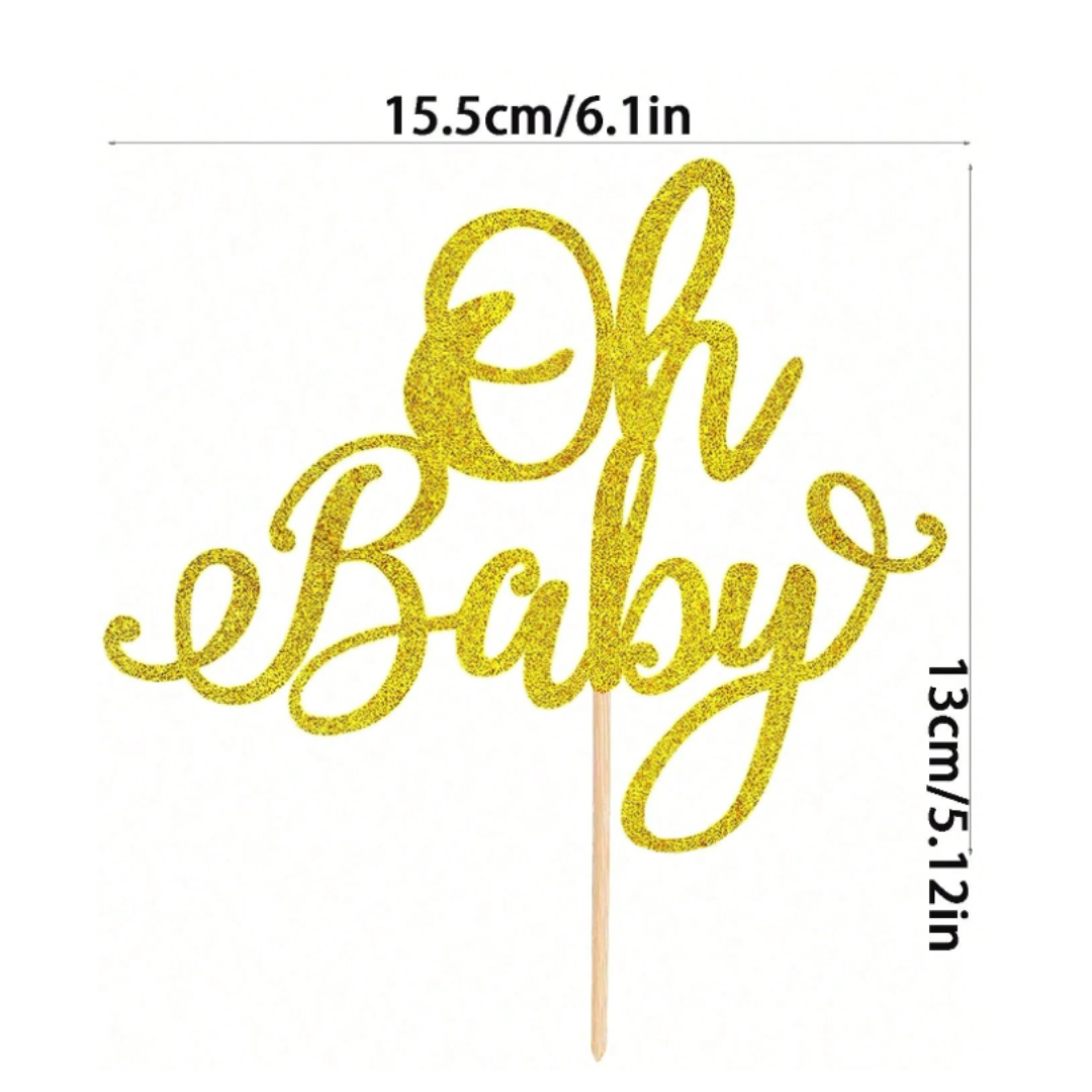 Glitter Gold Oh Baby Cake Topper
