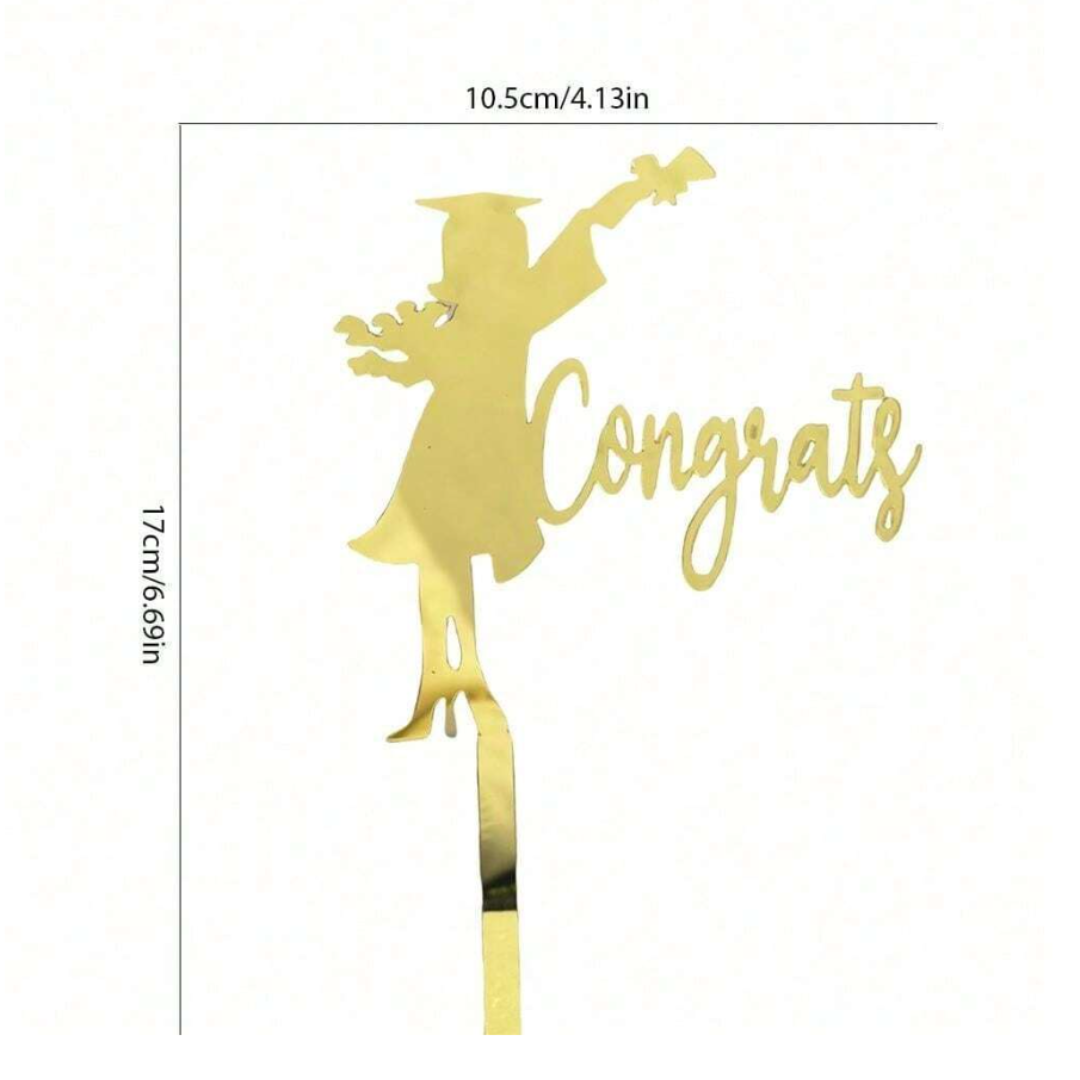 Congrats Graduation Female Lady Girl Figurine Cake Topper