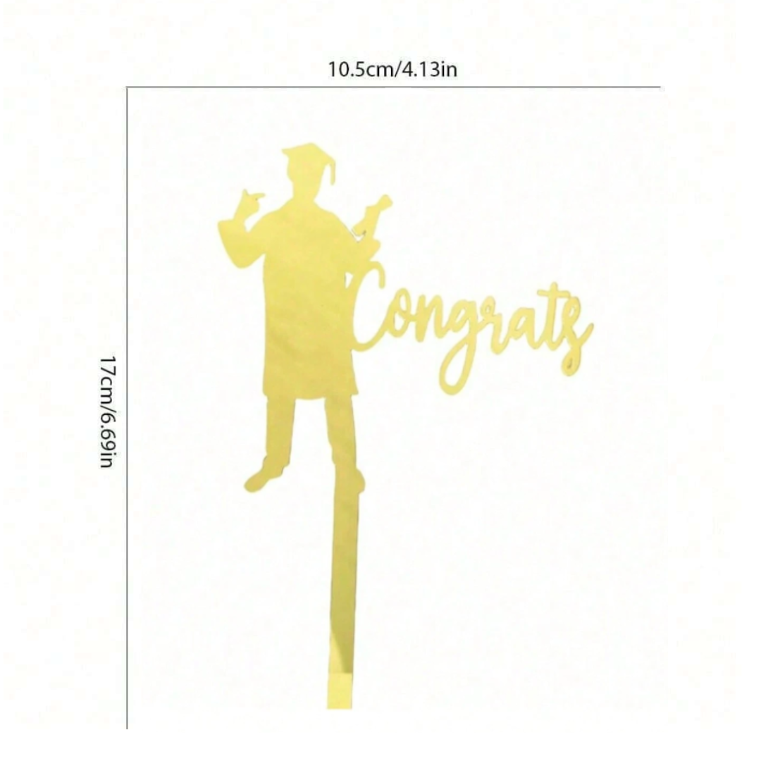 Congrats Graduation Male Gents Boy Figurine Cake Topper