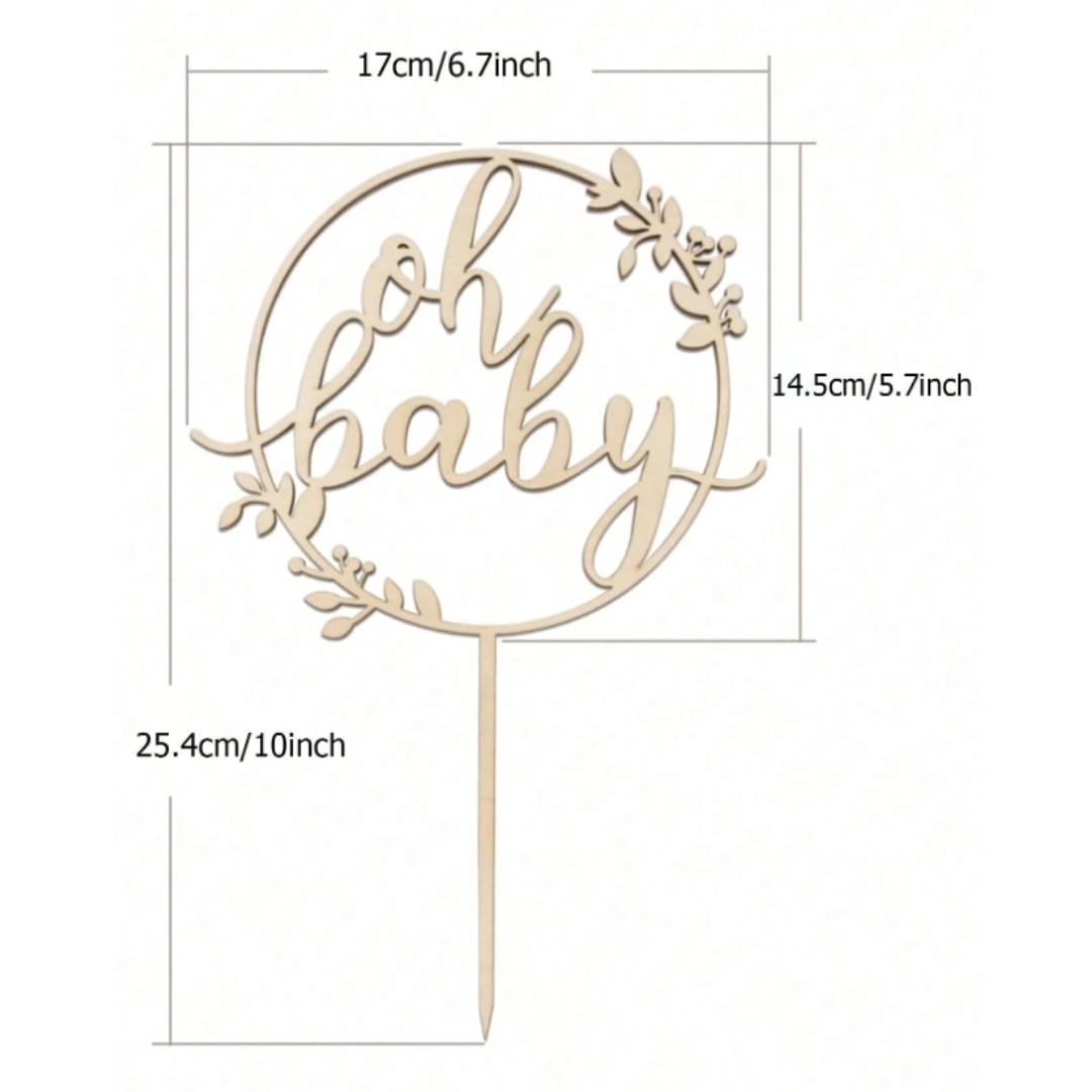 Wooden Oh Baby Cake Topper
