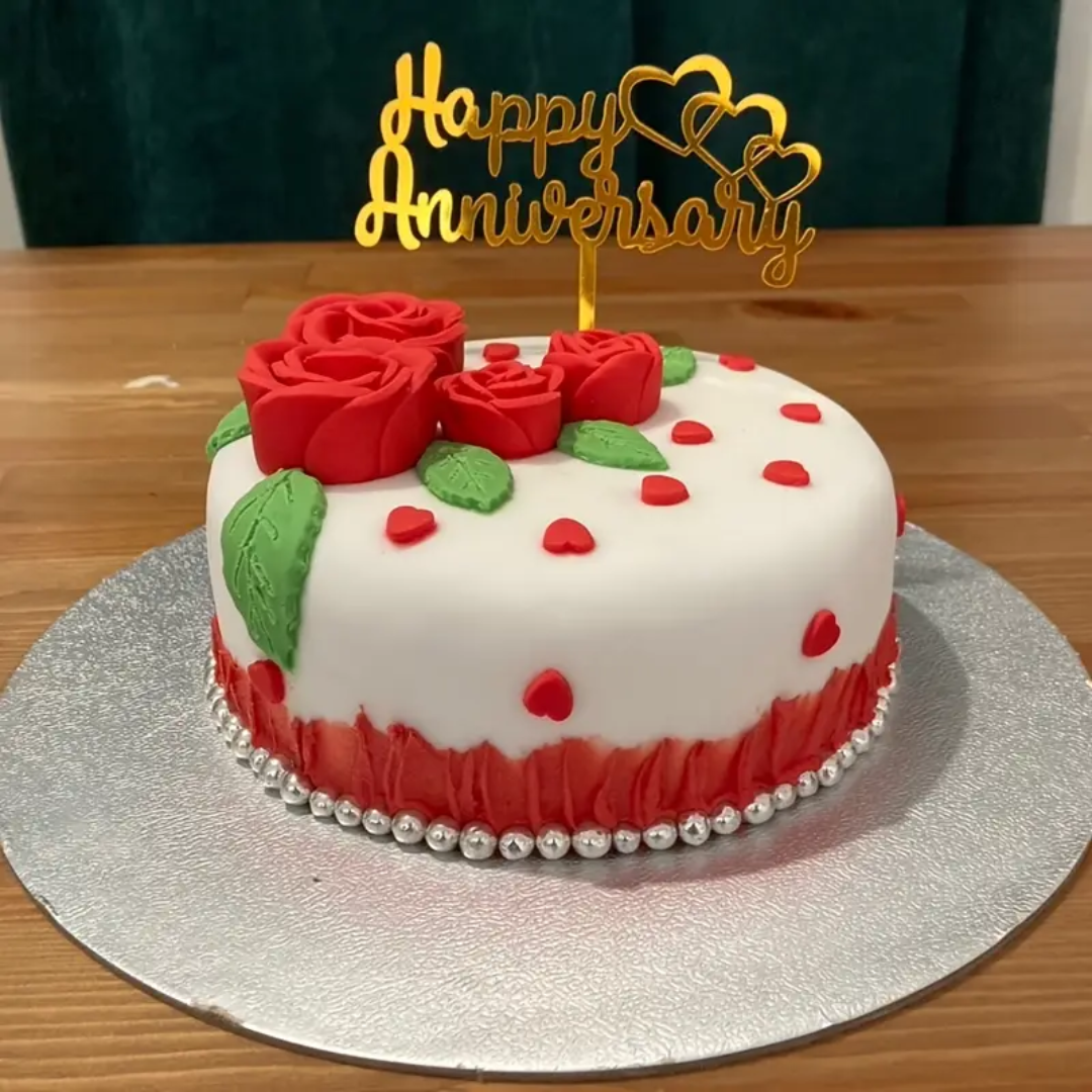 Gold Acrylic Happy Anniversary Cake Topper