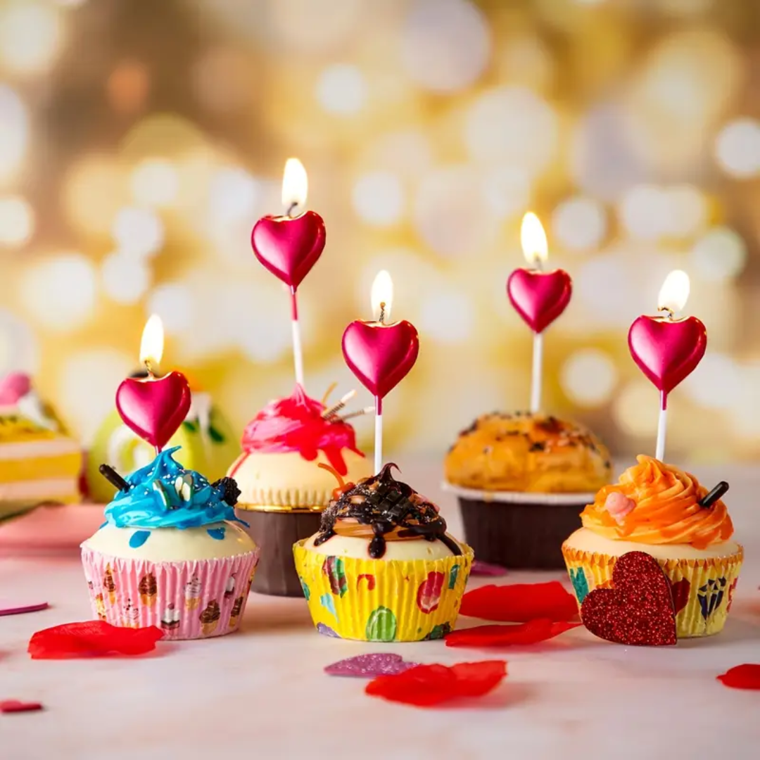 1pcs Red Heart-Shaped Cup Cake Candle