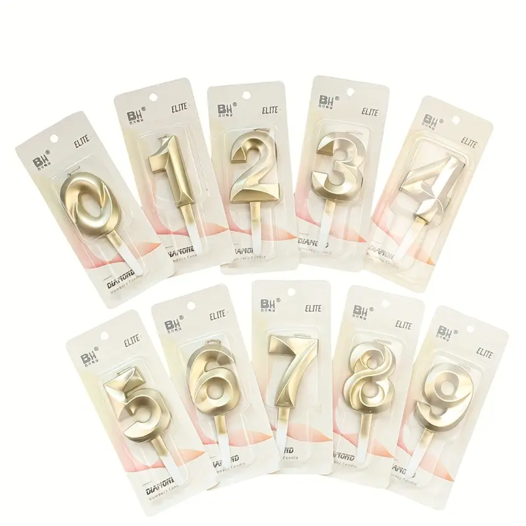 1pcs Light Gold Number candle