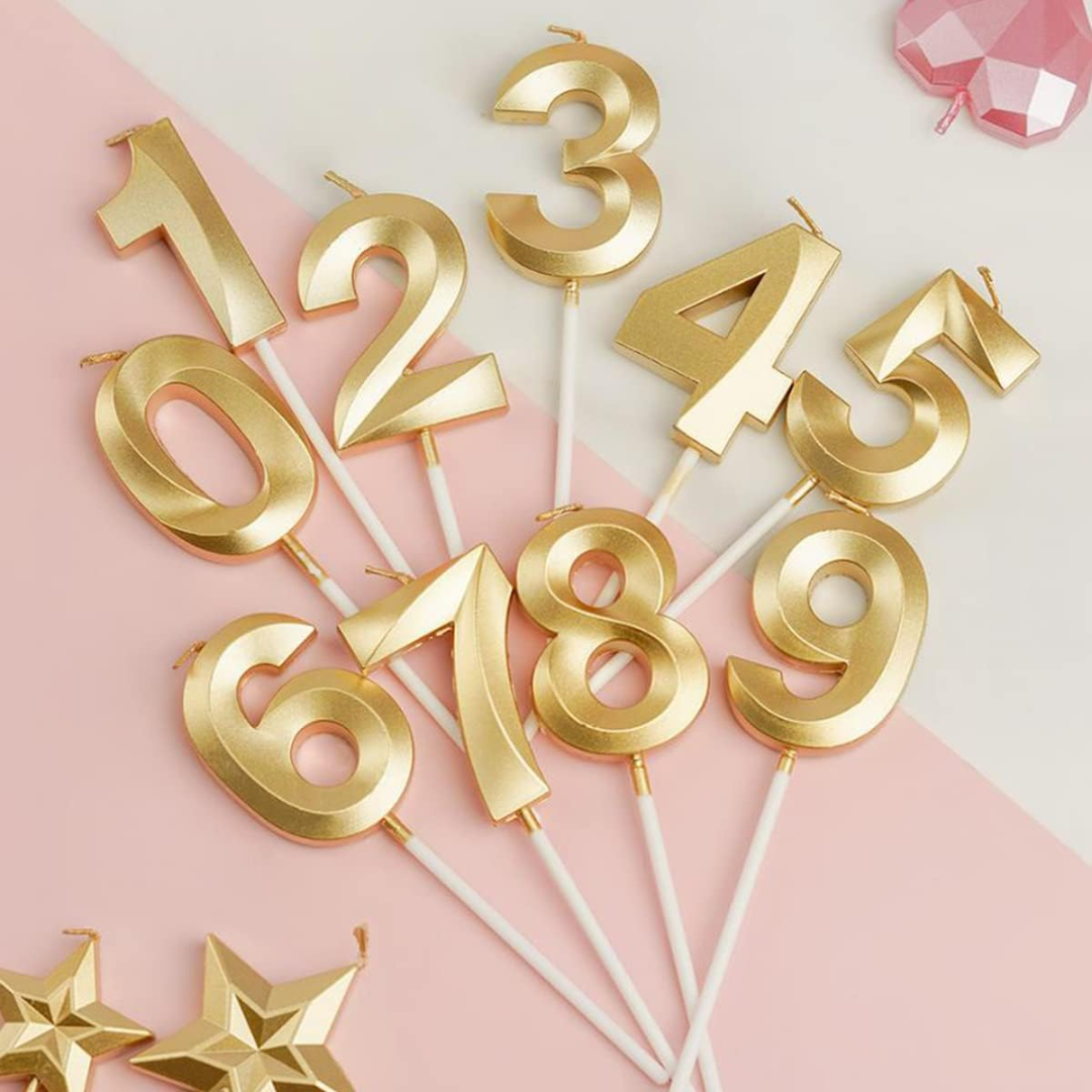 Gold Number Cake Candle