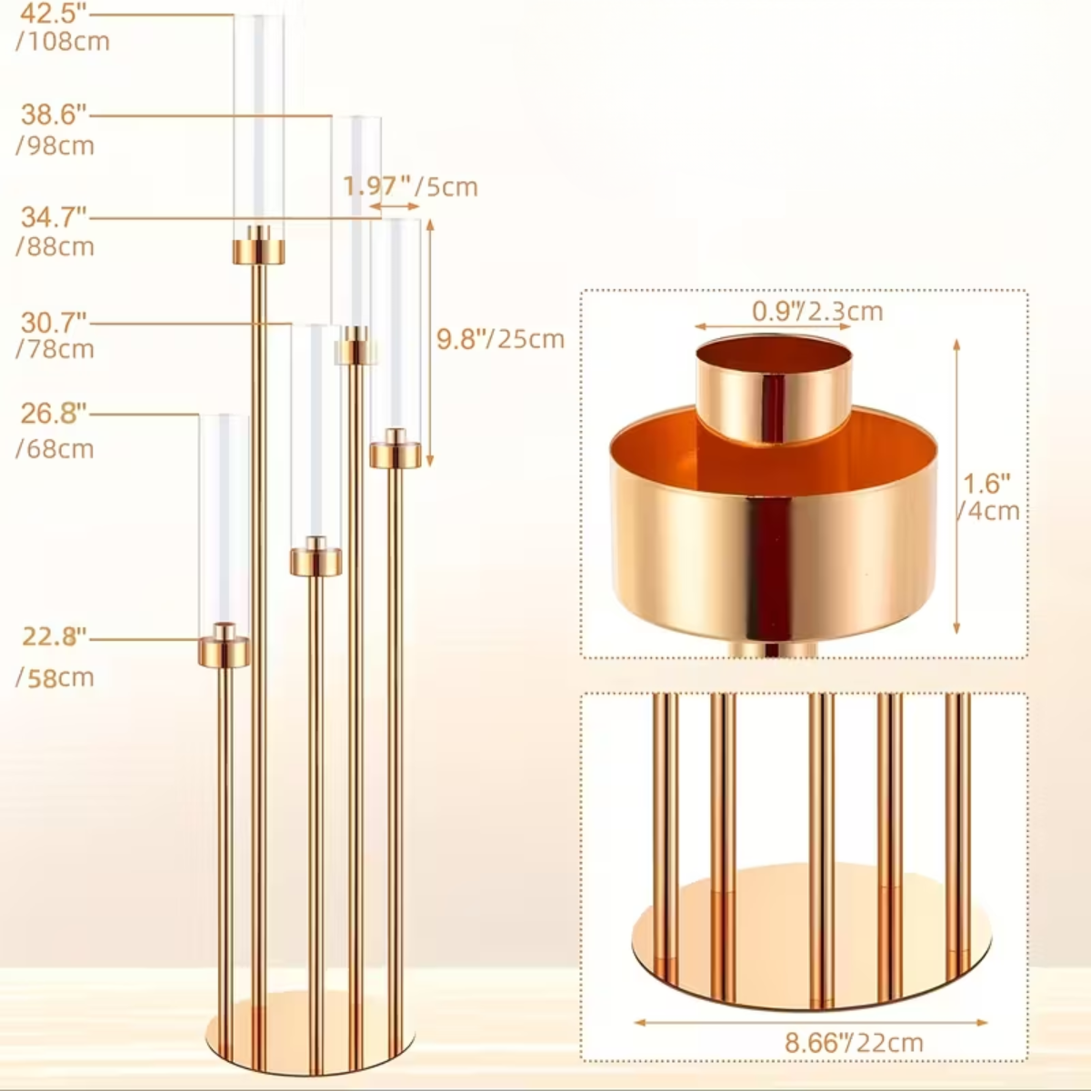 5 Arm 108cm tall Candle Holder for RENT