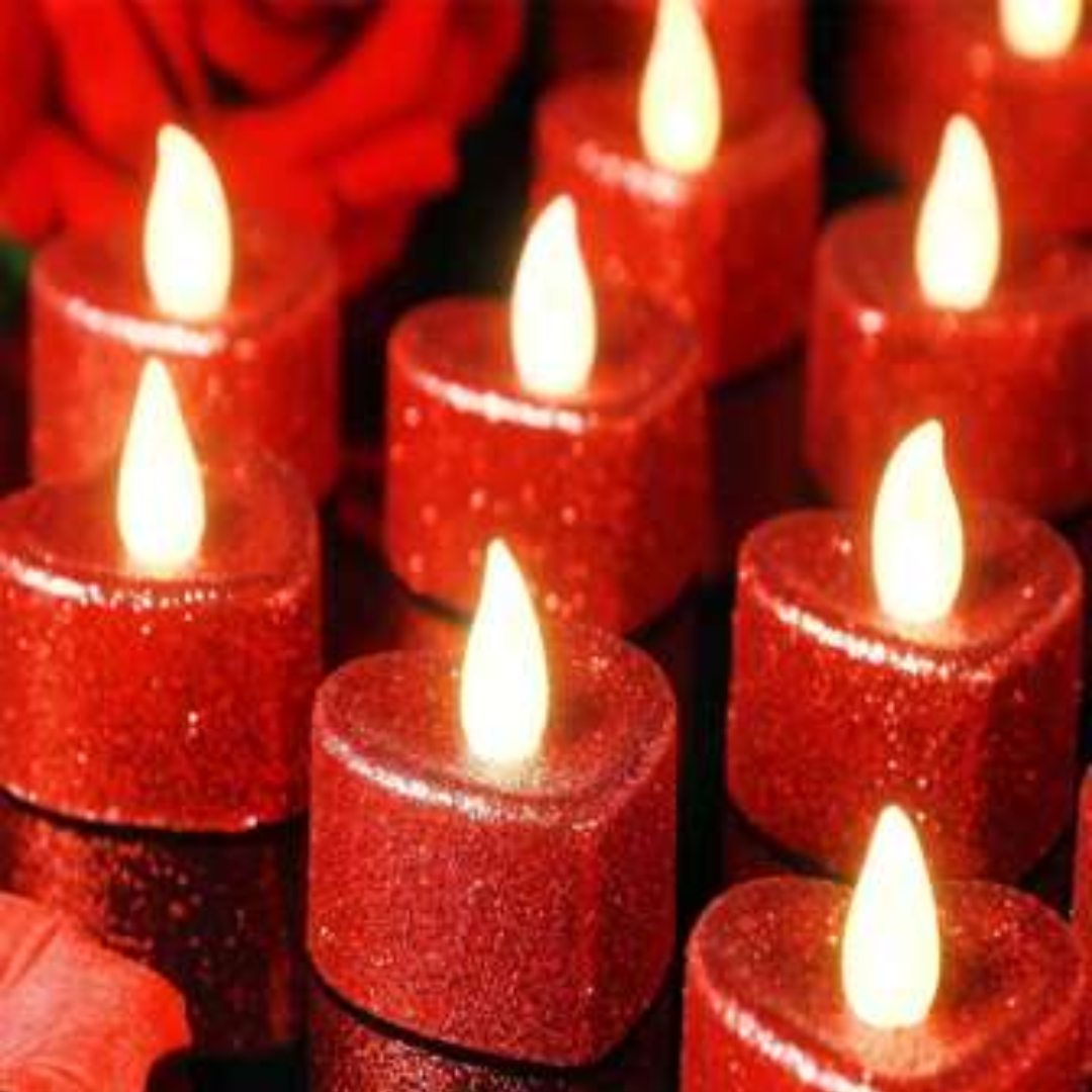 Glitter Red Flameless Romantic Led Candles
