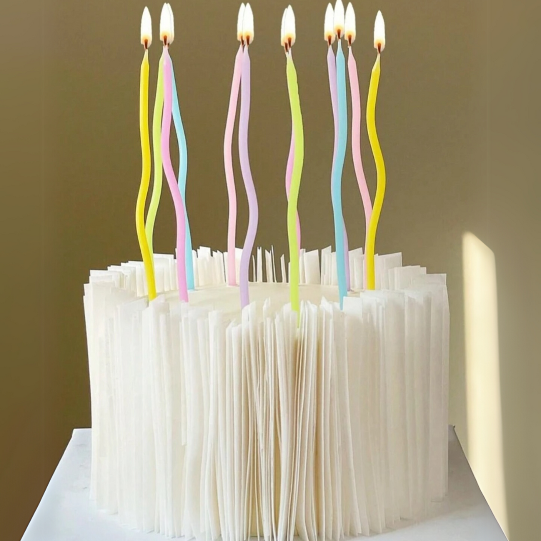 12pcs Macaron Cuved Cake Candle